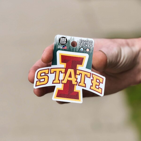 I-State Cardinal & Gold Rugged Sticker (2.5"x3.5")